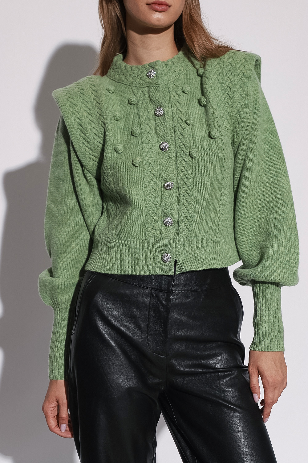 Green Ena cardigan with puff sleeves Notes Du Nord T shirt Le